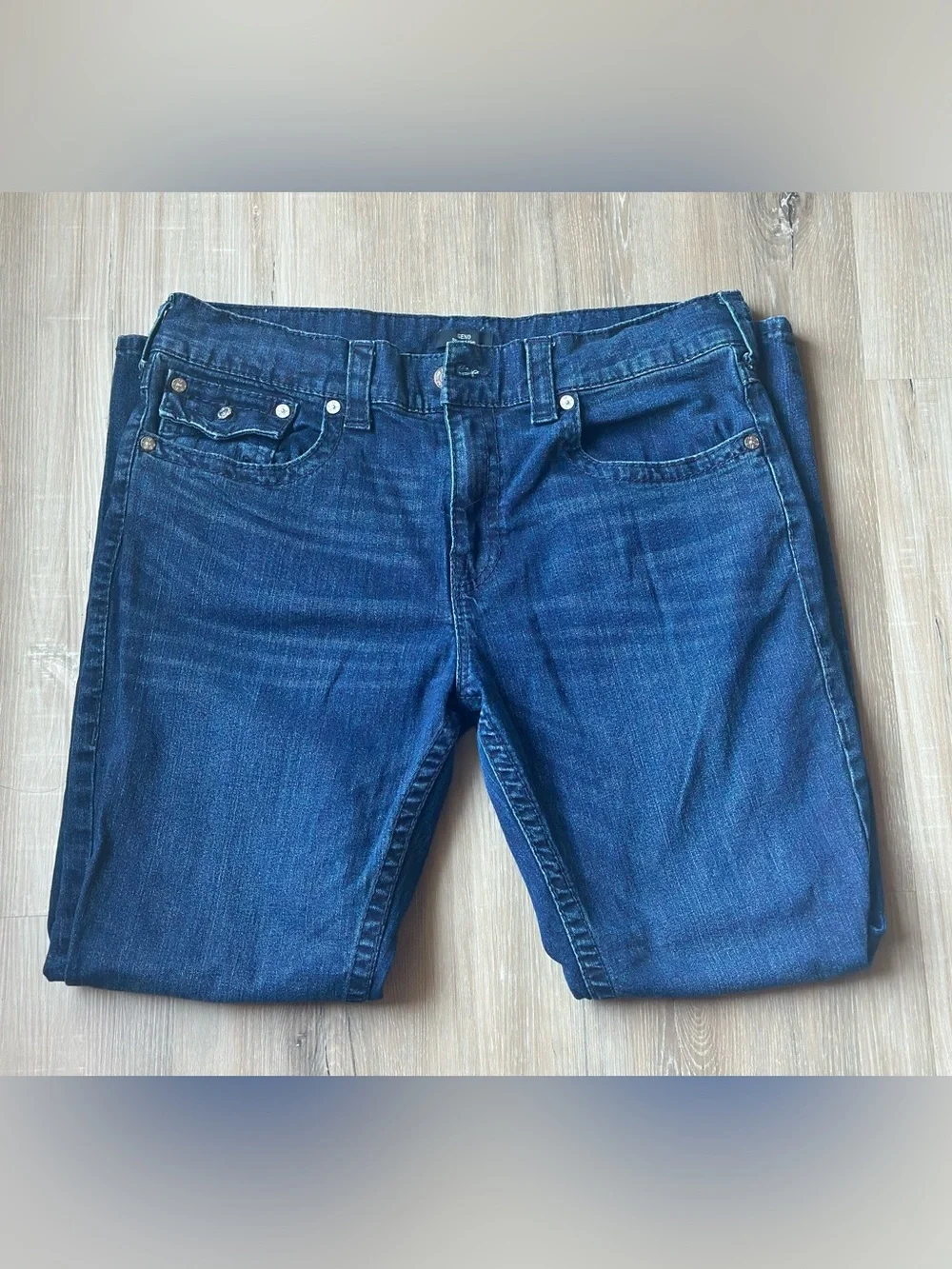 True Religion Indigo Blue Geno Slim Fit Straight Jeans Sz 38